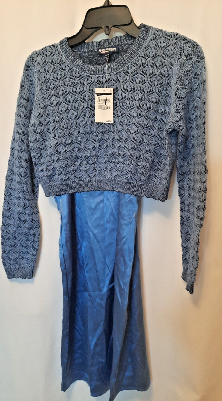 Freshman NWT long sleeve sweater over silky dress grape mist L 12/14 $40 msrp